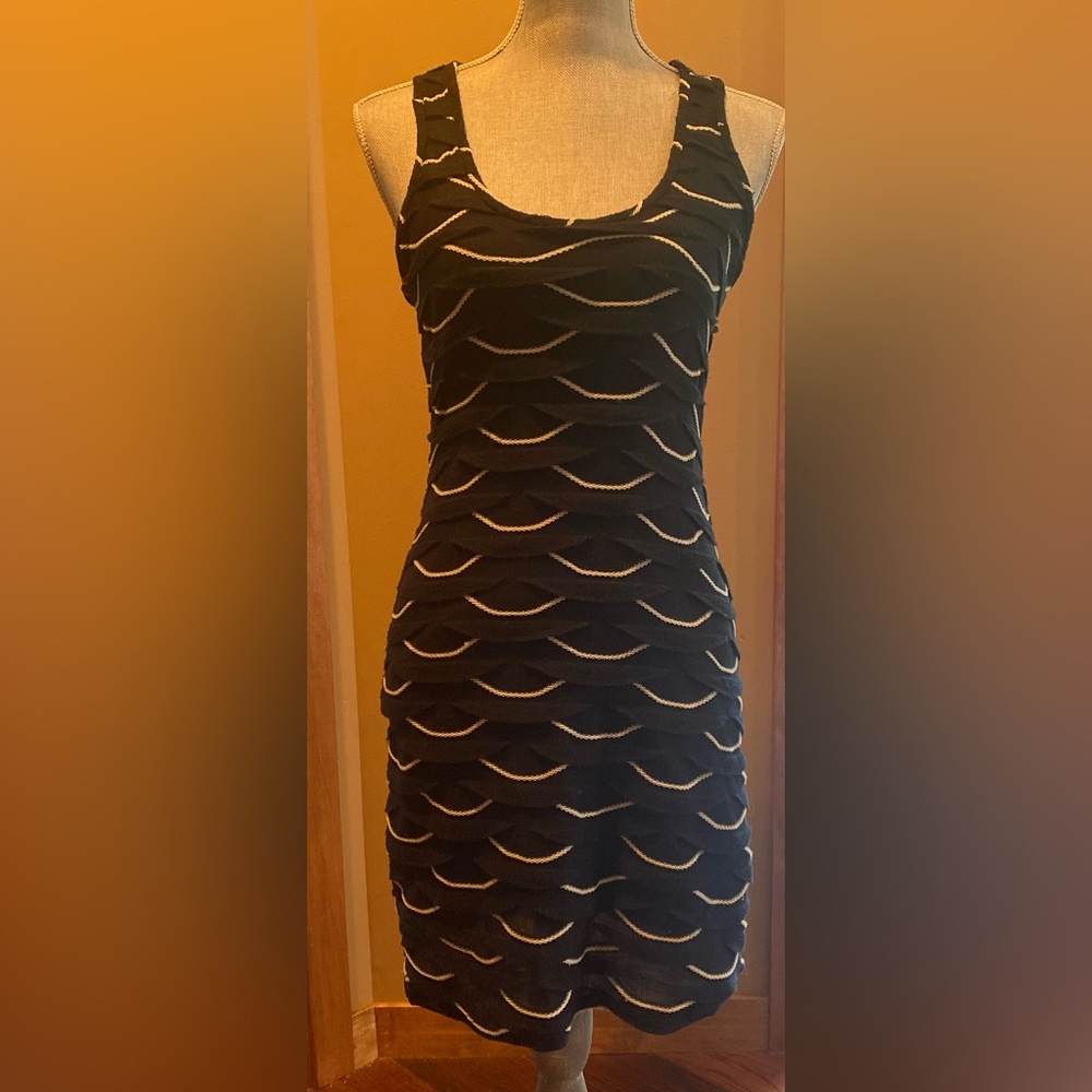 Max Studio Navy Blue and White Knit Dress, size Small